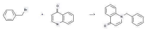 The 1-benzyl-1H-quinolin-4-one could be obtained by the reactants of 4(1H)-Quinolinone and bromomethyl-benzene.